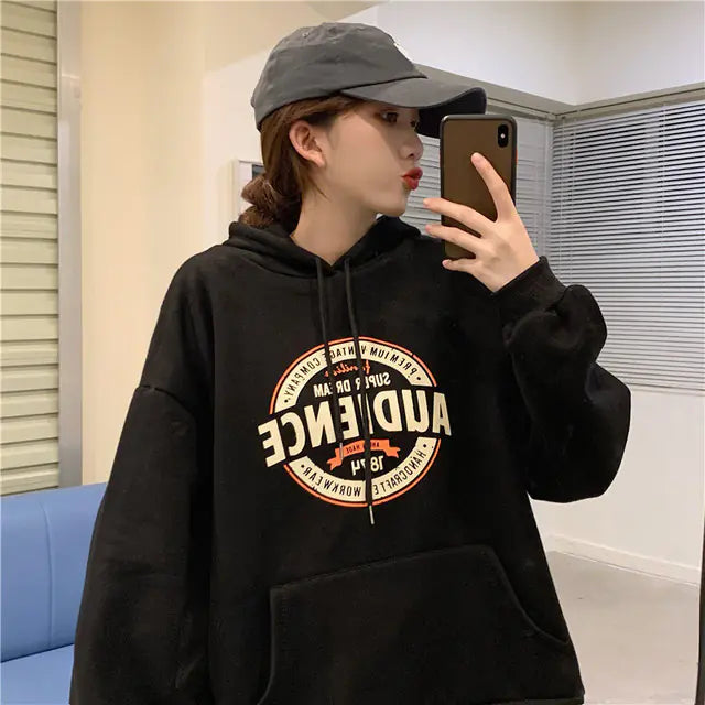 Harajuku Style Women's Letter Print Hooded Sweatshirt