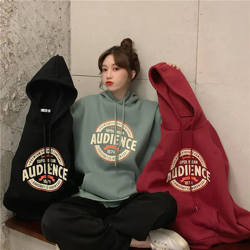 Harajuku Style Women's Letter Print Hooded Sweatshirt