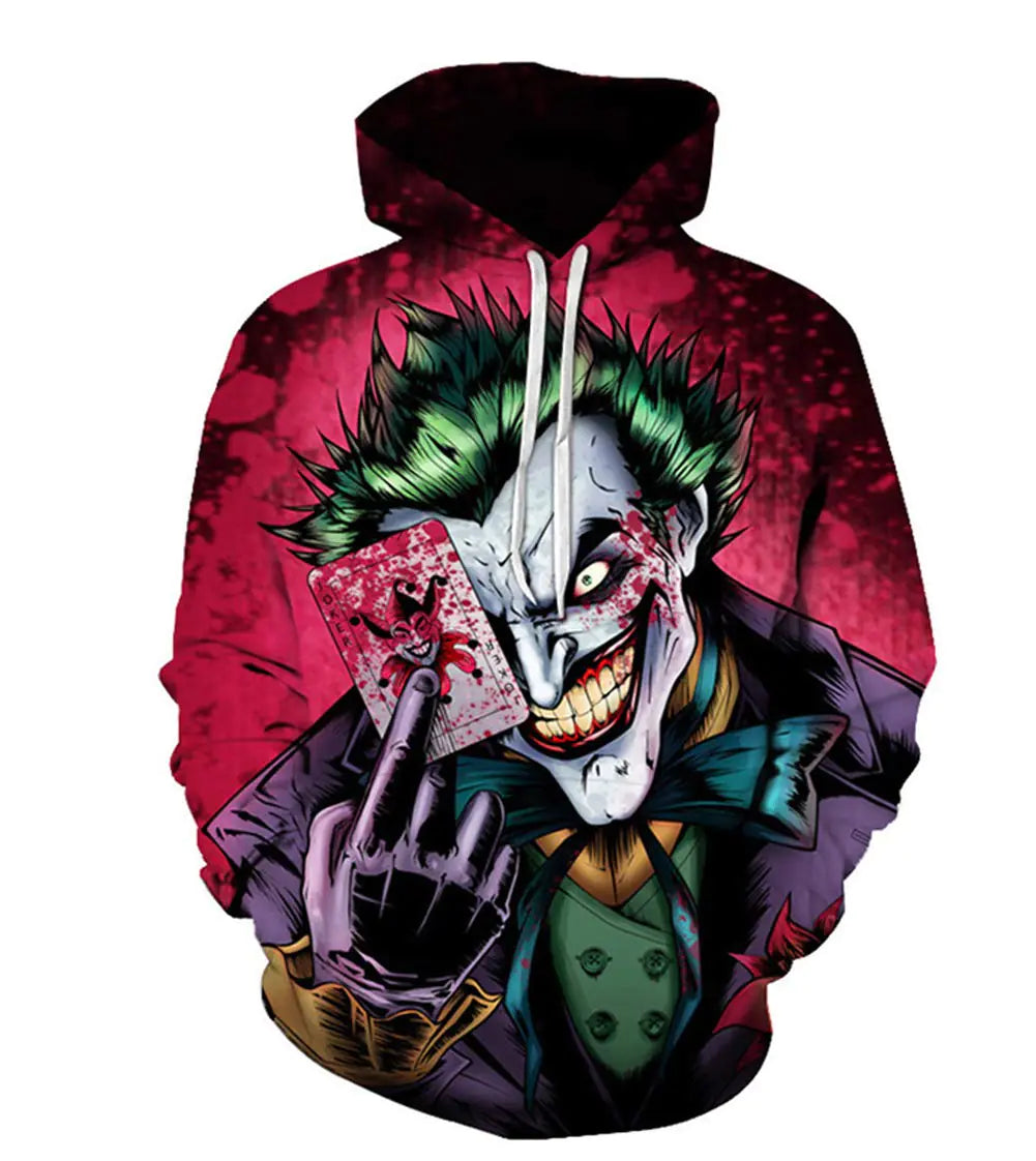 Family 3D Clown Print Pullover Hooded Sweatshirt Hoodies Big Pockets Man Woman Child (Hoodie-1 Large)