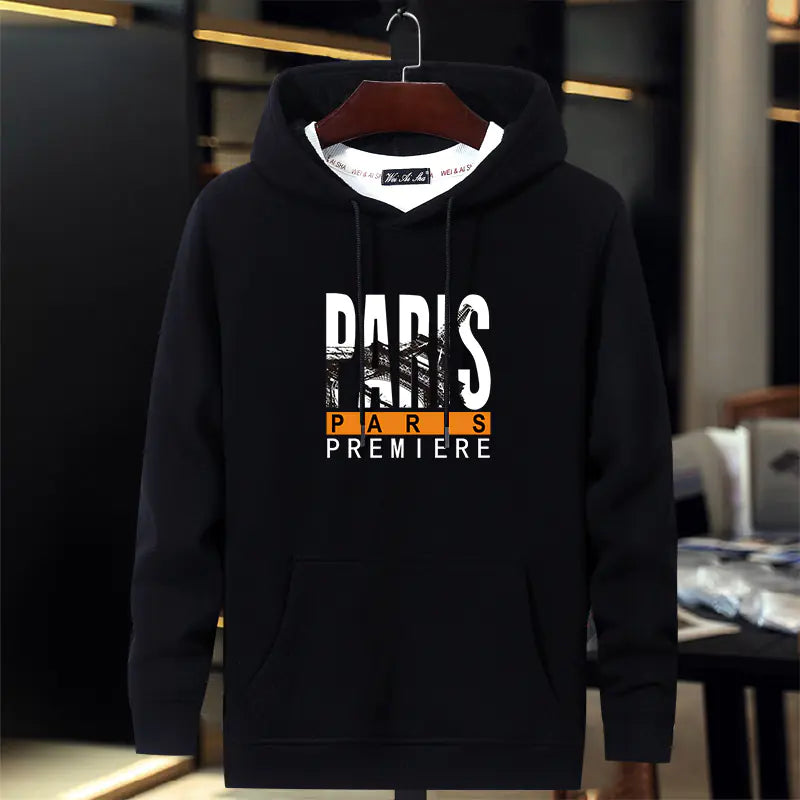 Plus Size Red Hooded Sweatshirt for Men with Print