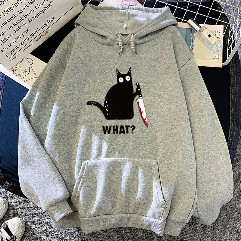 Loose Hooded Cartoon Print Sweatshirt for Students