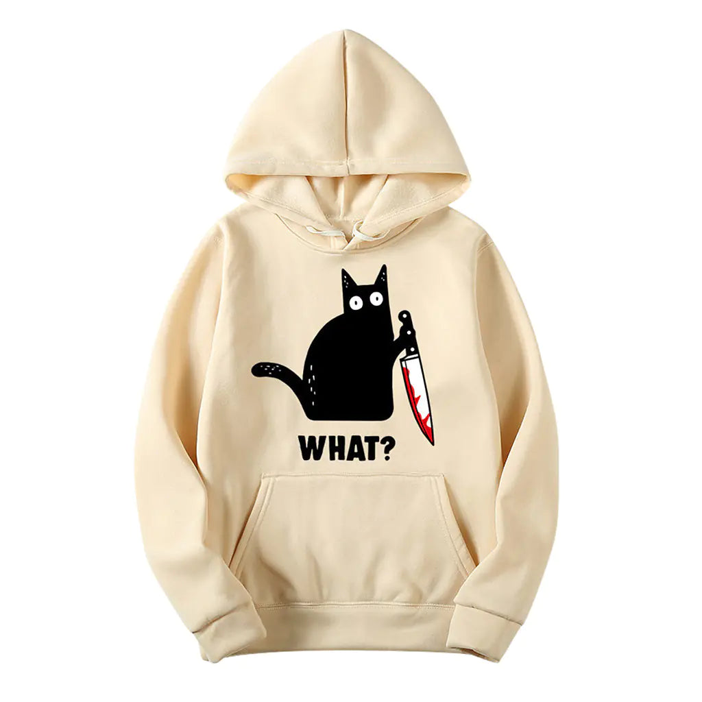 Loose Hooded Cartoon Print Sweatshirt for Students