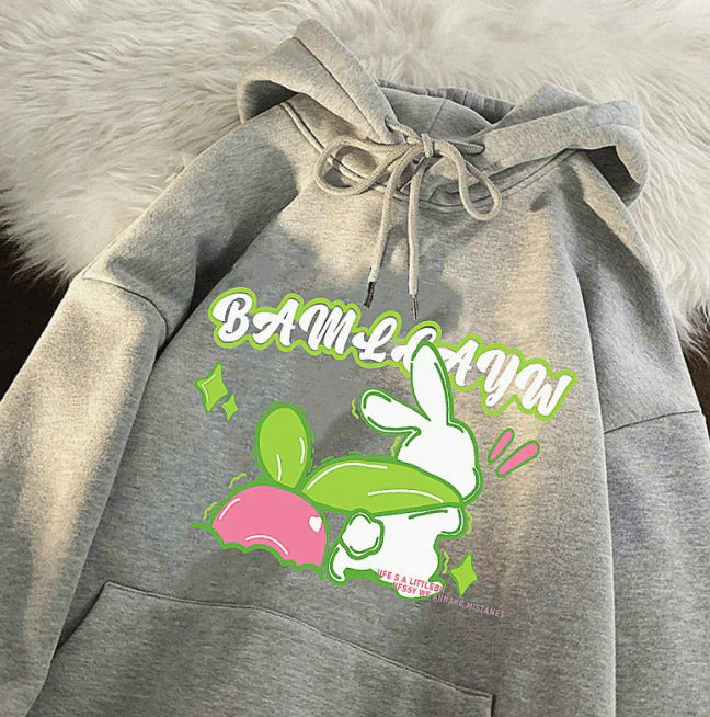 Women's Hooded Sweatshirt with Fun Letter Print