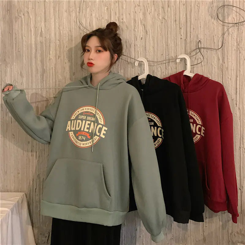 Harajuku Style Women's Letter Print Hooded Sweatshirt