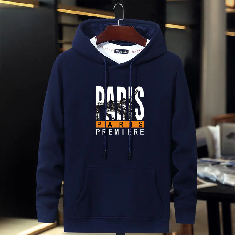 Plus Size Red Hooded Sweatshirt for Men with Print