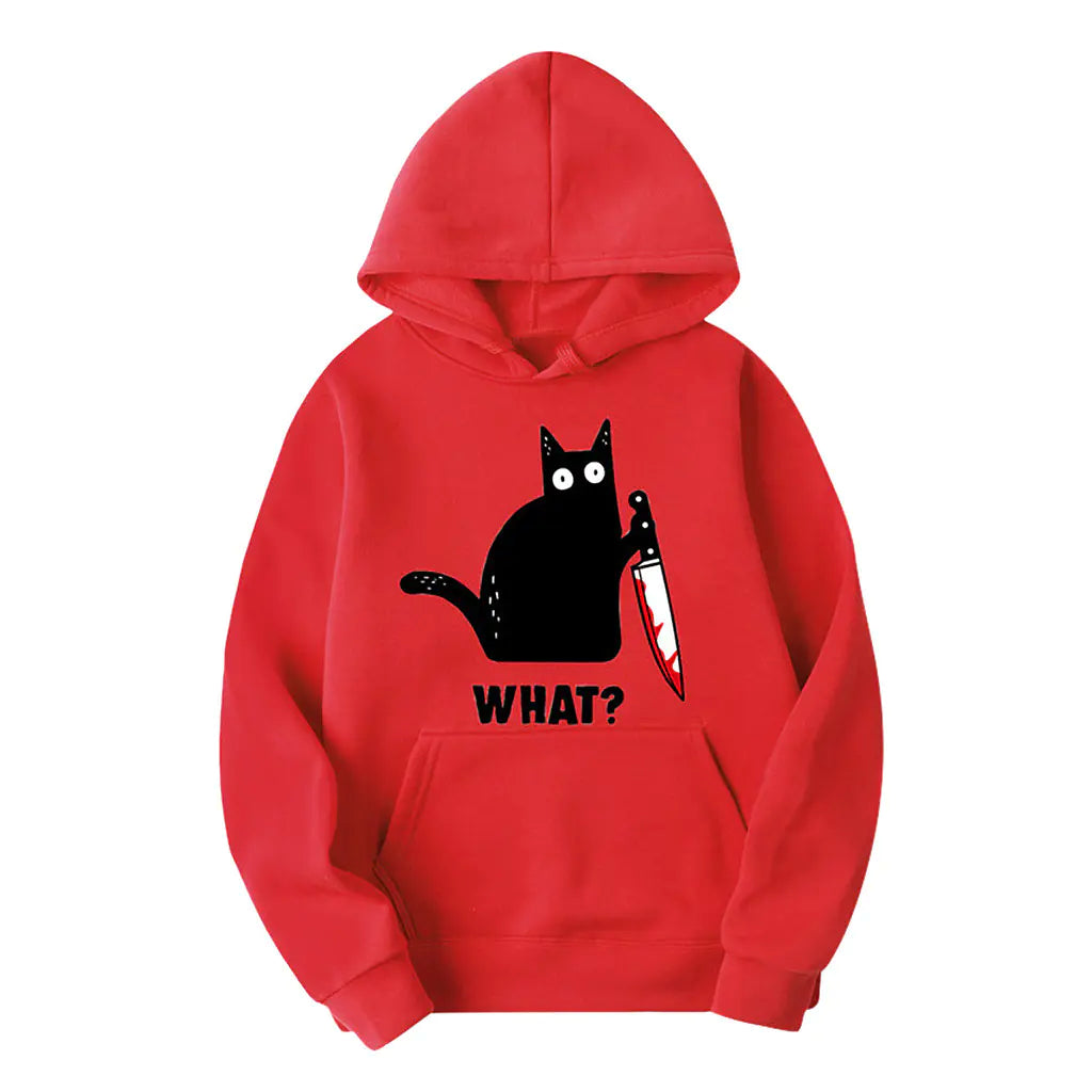 Loose Hooded Cartoon Print Sweatshirt for Students