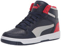 PUMA unisex-child Rebound Sneaker Peacoat-Gray Violet-High Risk Red White 4.5 Big Kid