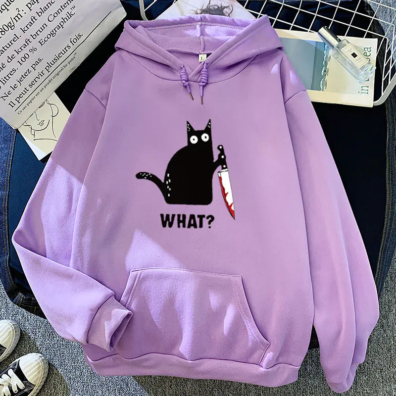Loose Hooded Cartoon Print Sweatshirt for Students