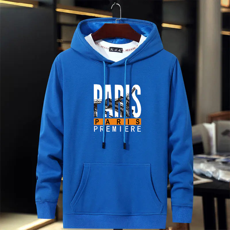 Plus Size Red Hooded Sweatshirt for Men with Print