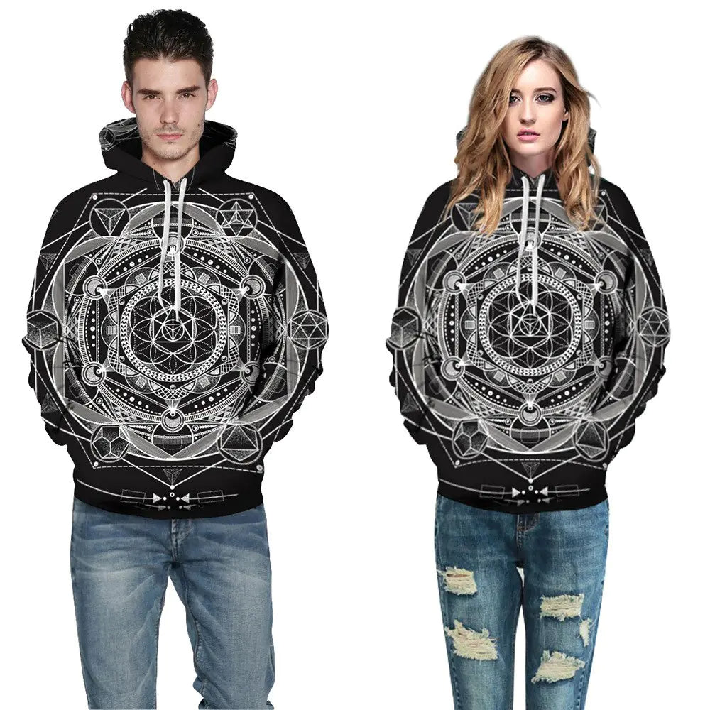Harajuku Style Digital Print Hooded Sweatshirt (Plus Size)