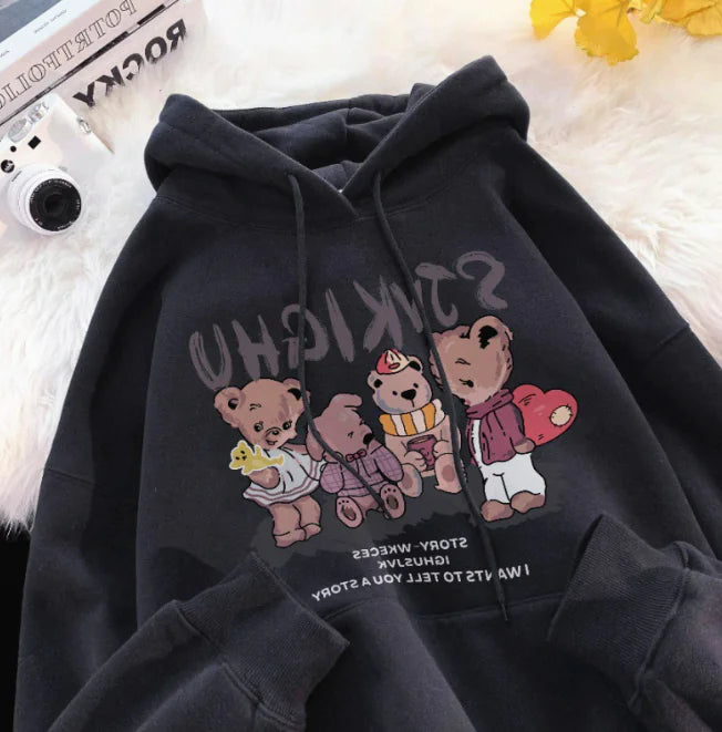 Women's Hooded Sweatshirt with Fun Letter Print