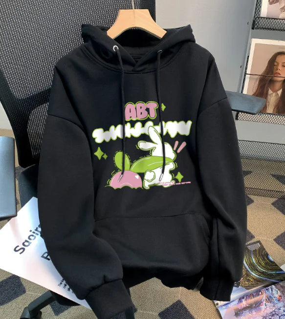 Women's Hooded Sweatshirt with Fun Letter Print