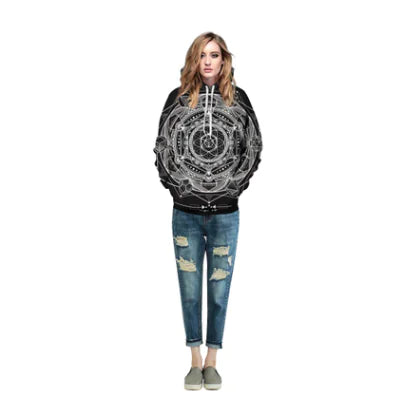 Harajuku Style Digital Print Hooded Sweatshirt (Plus Size)