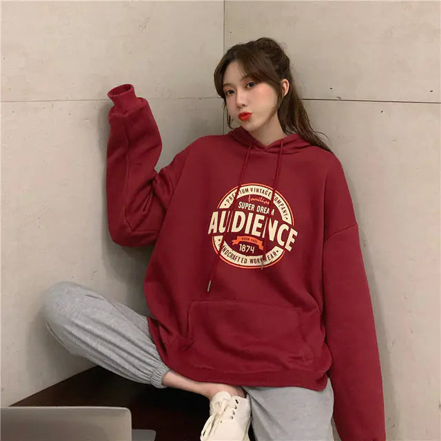 Harajuku Style Women's Letter Print Hooded Sweatshirt