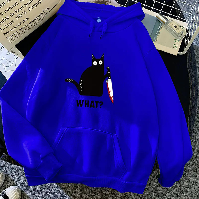 Loose Hooded Cartoon Print Sweatshirt for Students