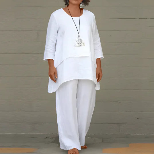 Luxurious Women's Two-Piece Set with Wide-Leg Pants