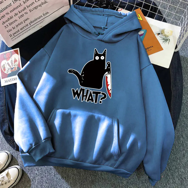 Loose Hooded Cartoon Print Sweatshirt for Students